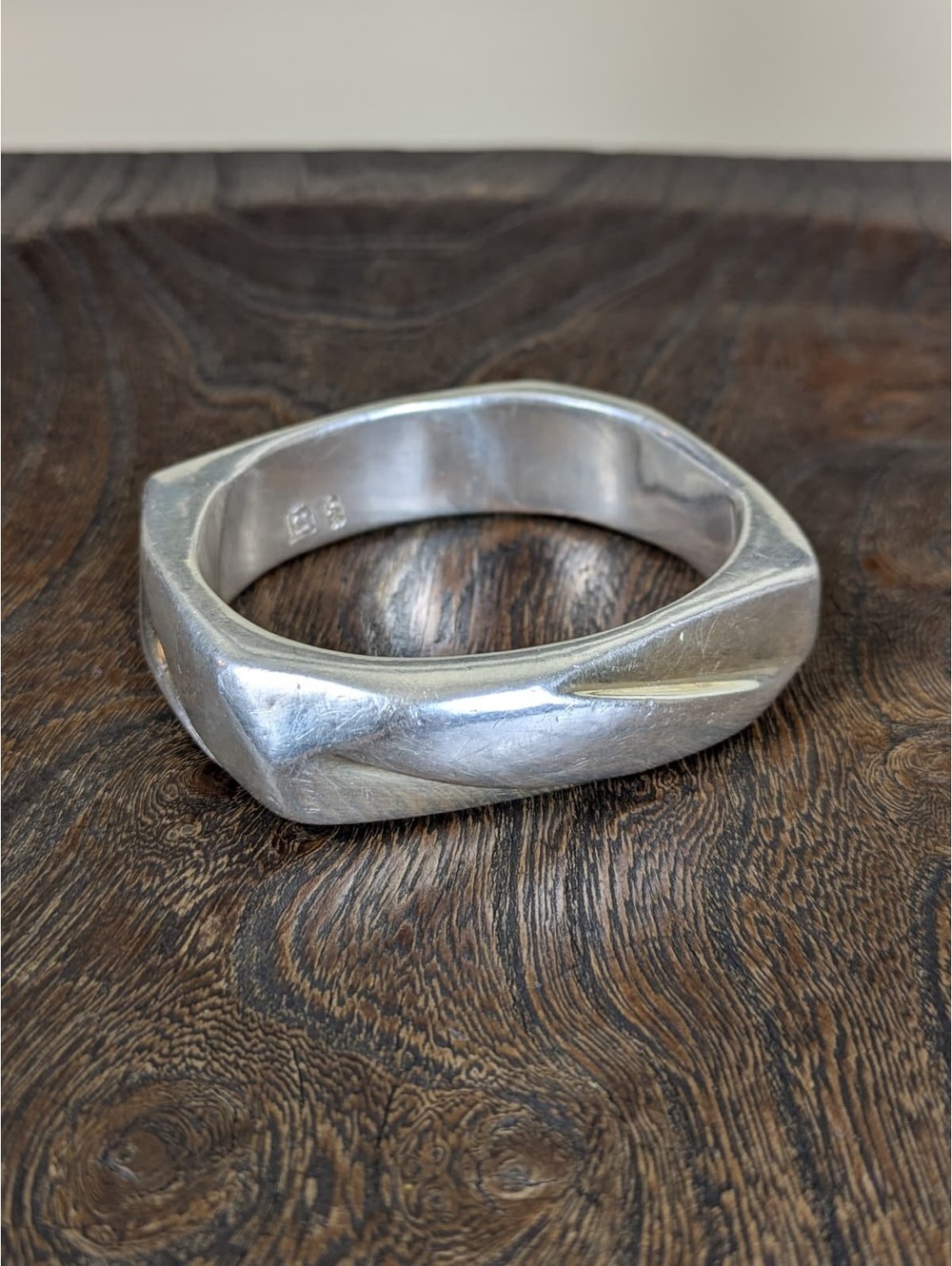 1990's Sterling Silver Abstract Bangle View 5